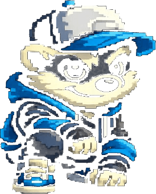 Badger mascot crouching